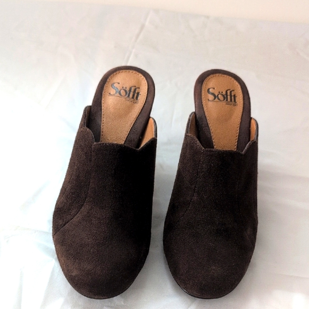 Women's Sofft Brown Suede Mules
